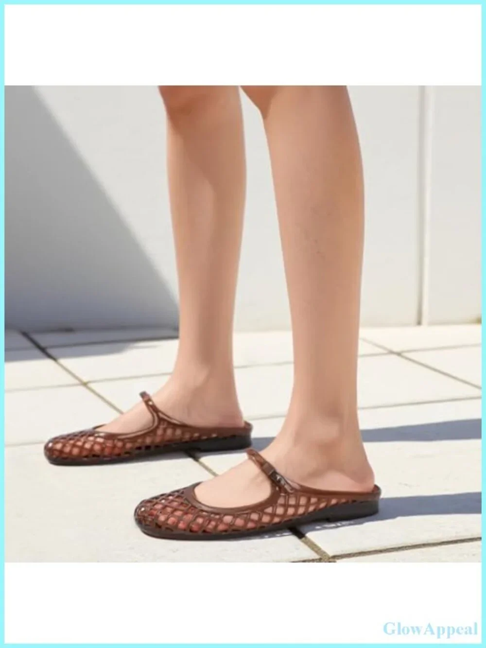 Clear Jelly Slide Sandals Women Slip On Closed Round Toe Mesh Hollow Flat Mary
